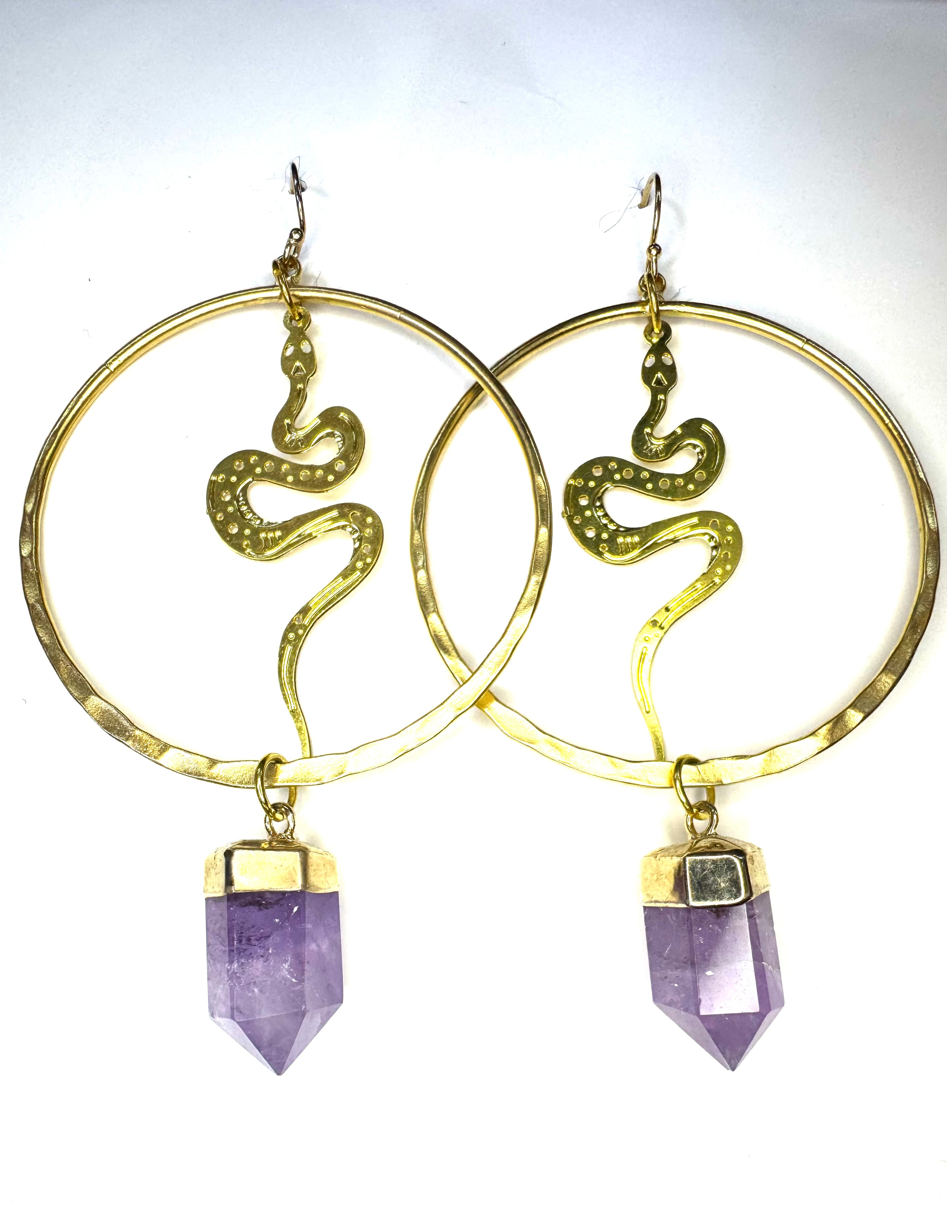Serpentine Hoops Amethyst