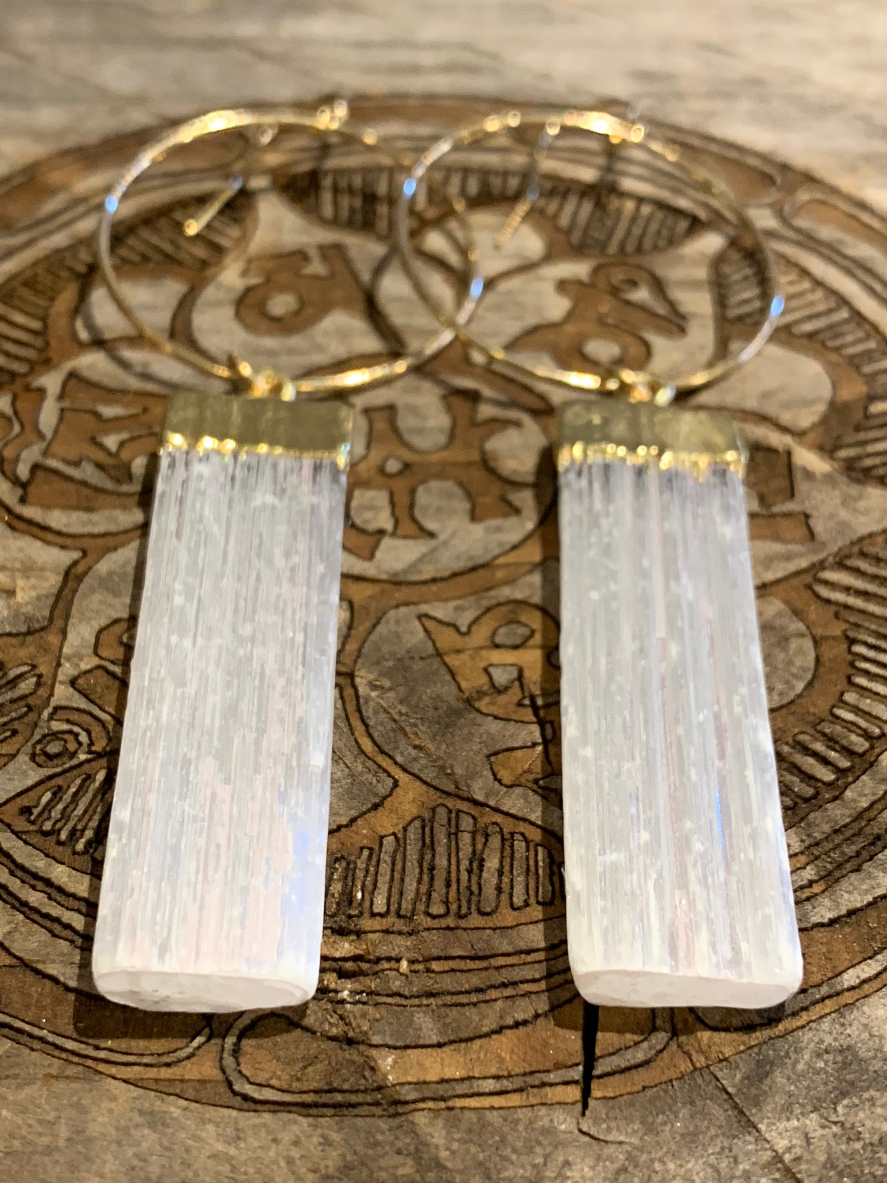 Gold Fill Selenite Earrings