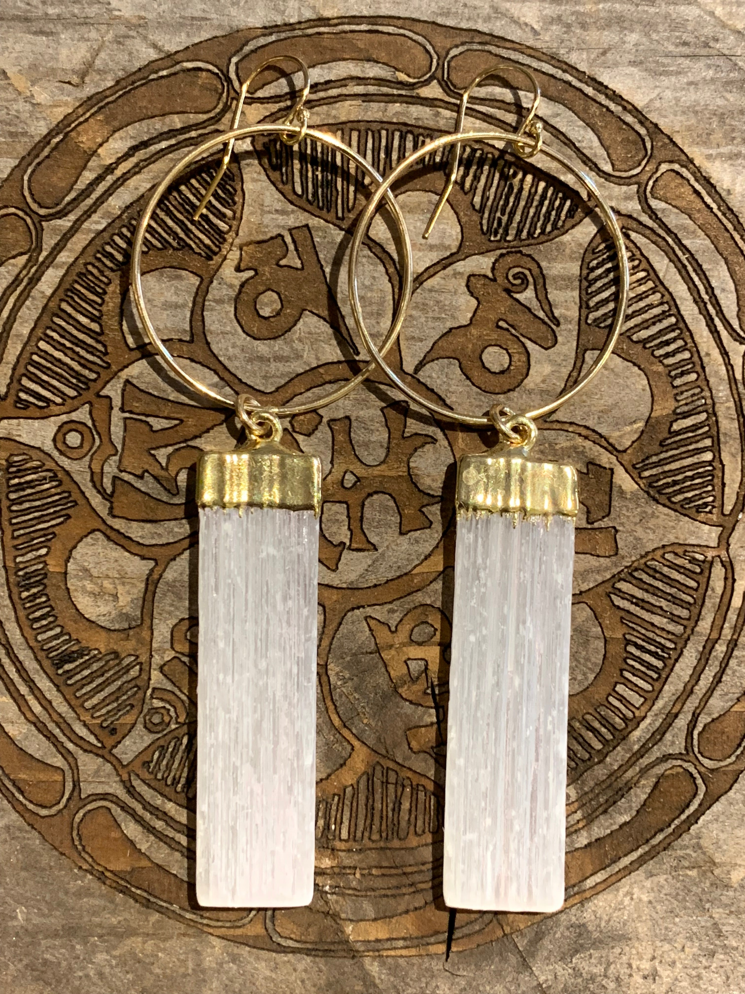 Gold Fill Selenite Earrings