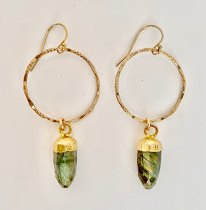 Gold Fill Hoop Earrings with Labradorite Points