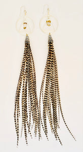 Circle Triangle Crystal Feather Earrings