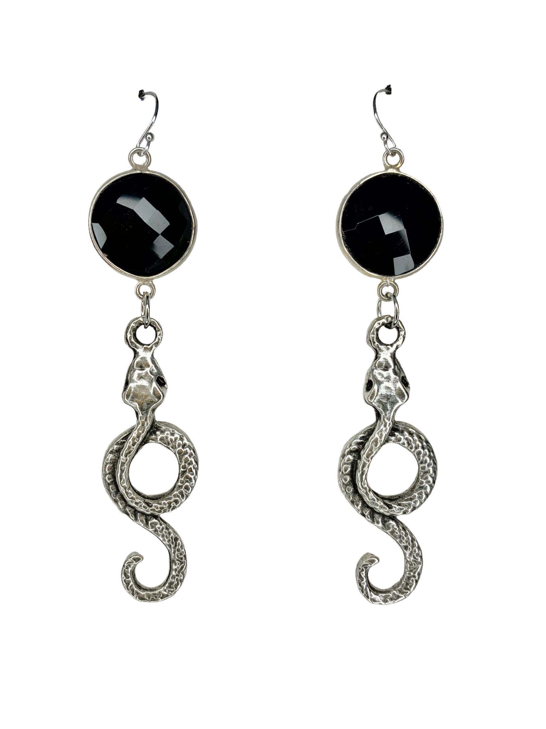 Onyx snake Earring