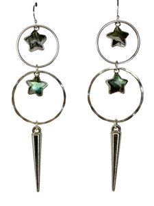 Sterling silver double star hoops