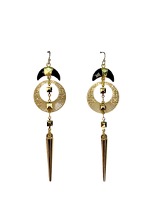 Onyx Deco Moon Earrings