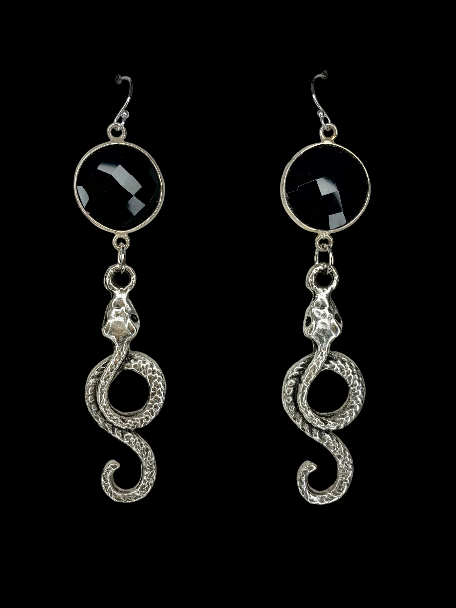 Onyx snake Earring